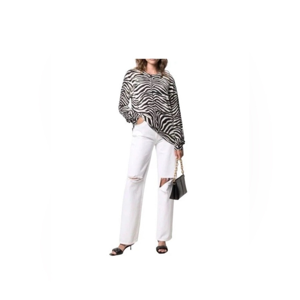 Re/Done Women's 90s High Rise Straight Knee Rips White Jeans Size 24